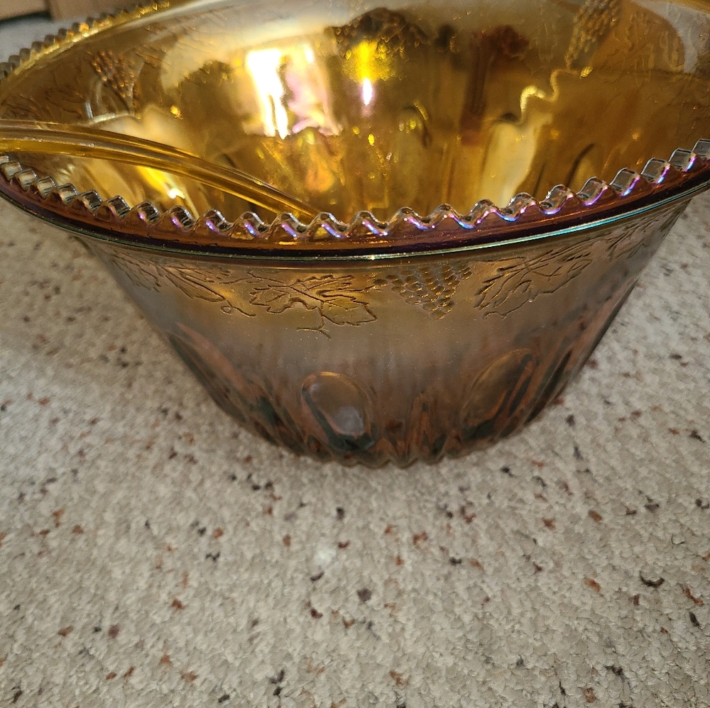 Glass punch bowl with tea set